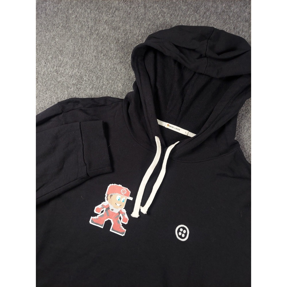 Marine Layer Sunset Sweater Mens Large Black Hoodie Pullover Retro Gaming Ahoy